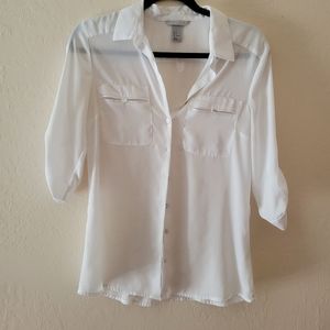 H&M Sheer white button up